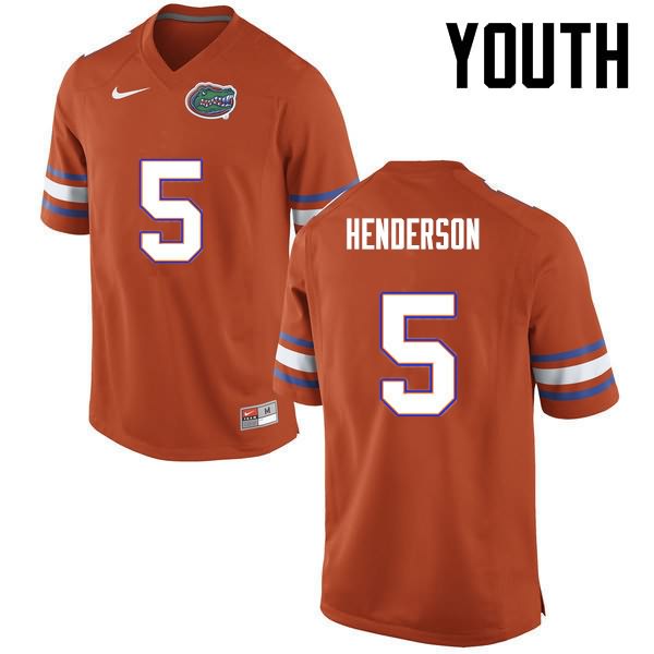 Youth NCAA Florida Gators CJ Henderson #5 Stitched Authentic Nike Orange College Football Jersey DTY8165QQ